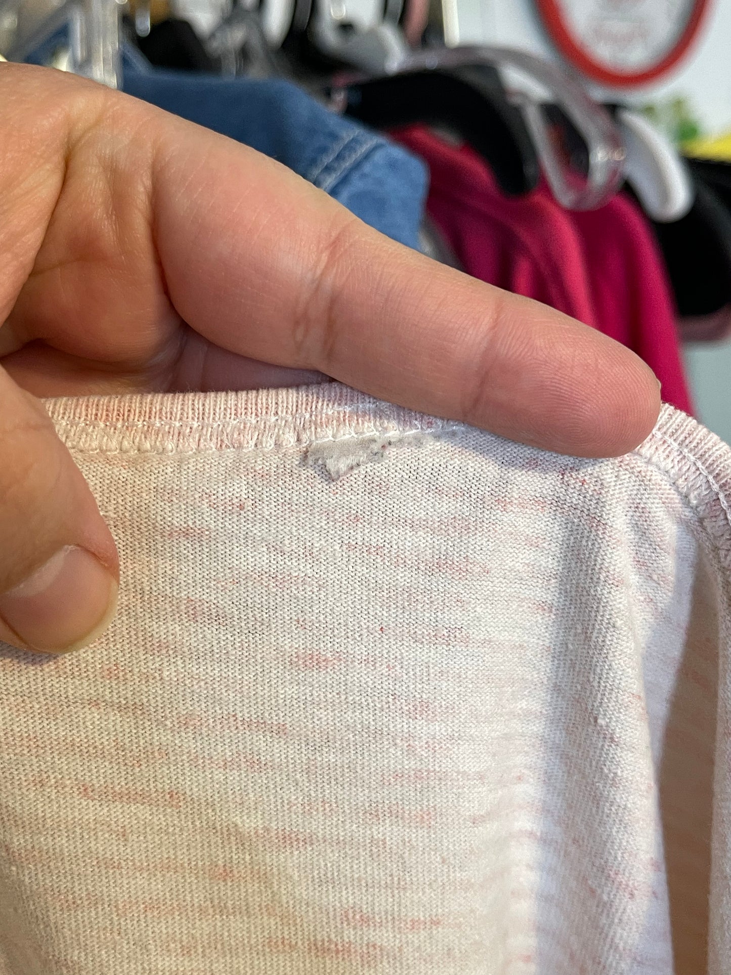 Vintage 90s Pale Pink Striped Kitten Graphic Tee Sz L