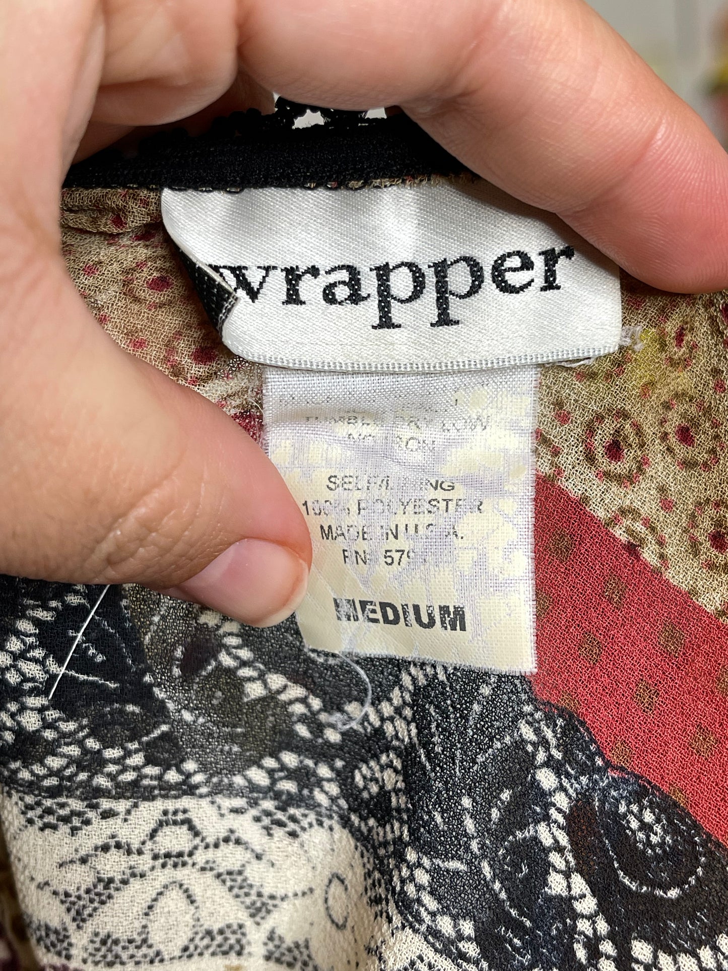 2000s Patchwork Boho Floral Bell Sleeve Top Sz M