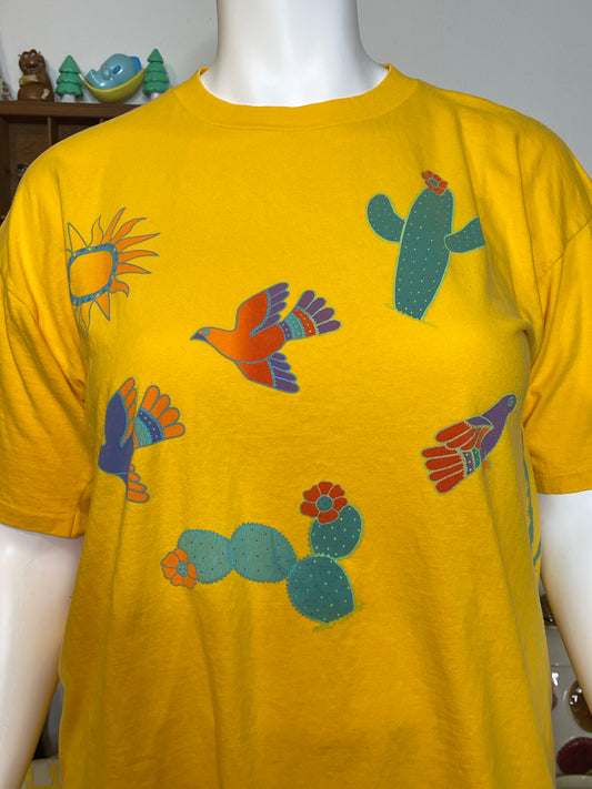 Vintage 90s Sunset Desert Cactus Bird Tee Sz XL