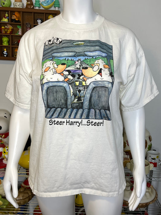 Vintage 90s Funny Sheep & Cow Graphic Tee Sz XL