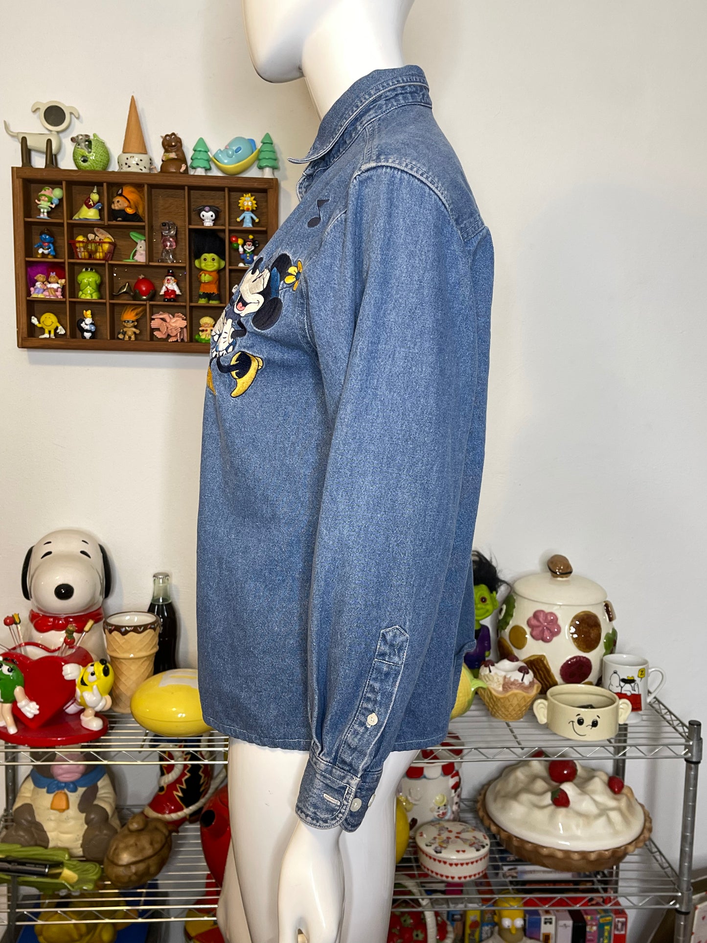 Vintage Minnie & Mickey Mouse Denim Button Down Sz S