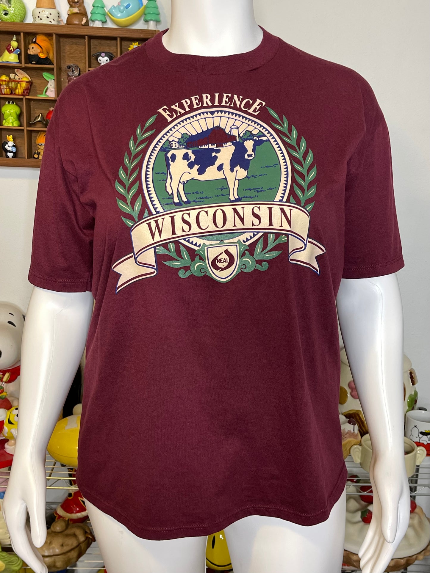 Vintage 90s Experience Wisconsin Cow Graphic Tee Sz XL