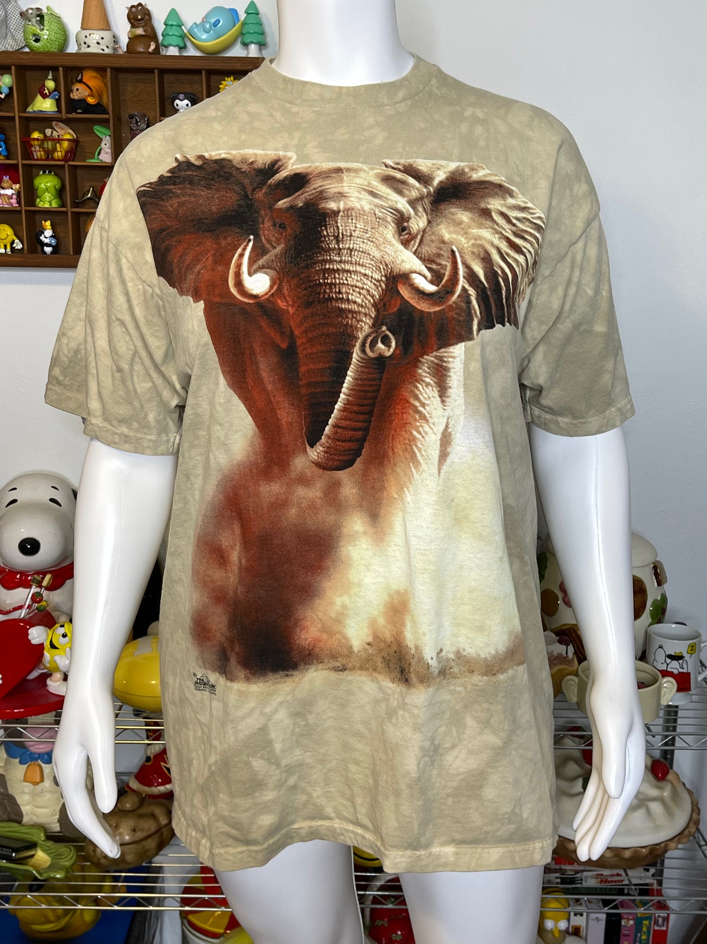 Vintage 2000s Safari Elephant Tie-Dye Oversized Graphic Tee Sz XL