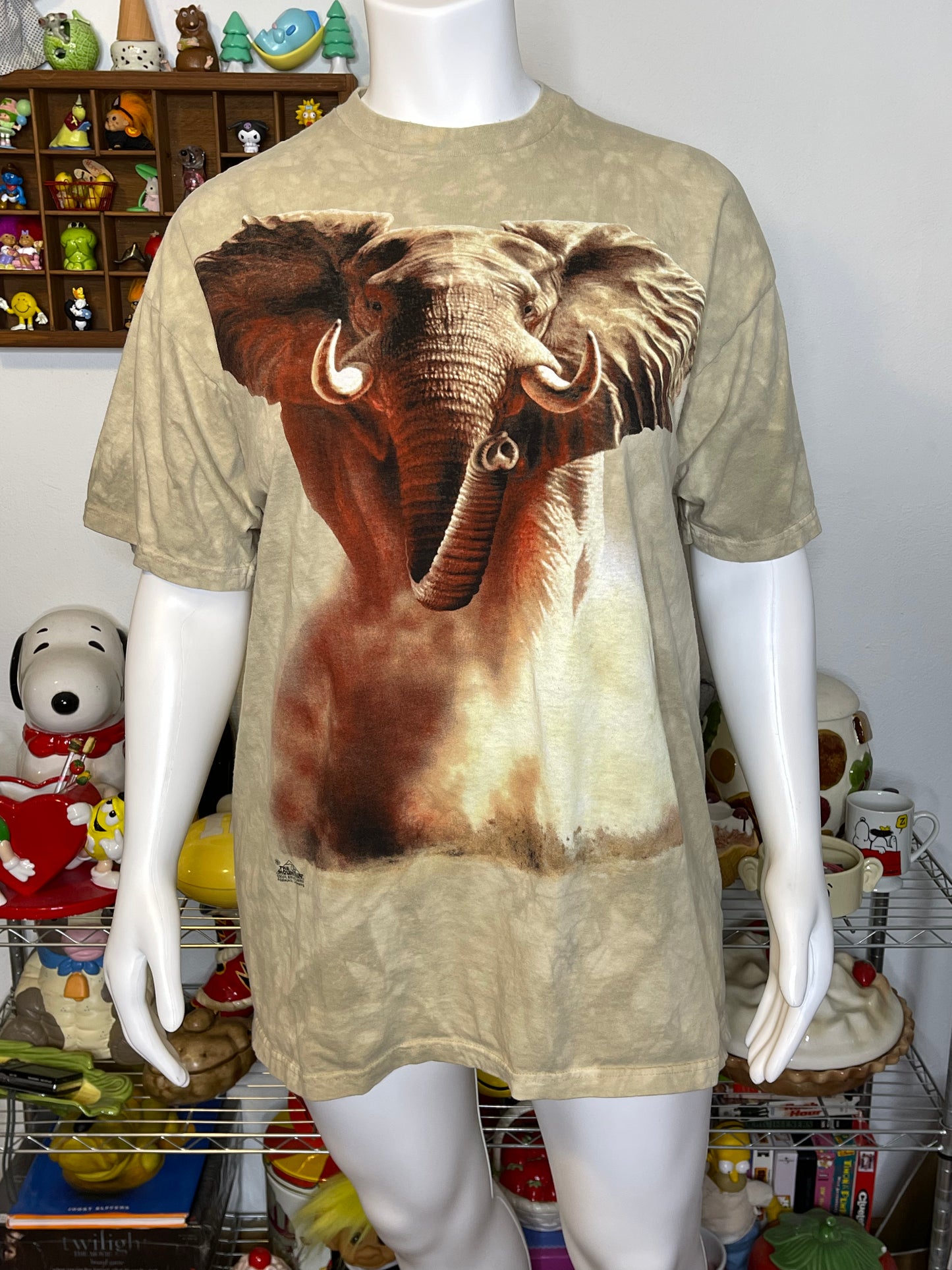 Vintage 2000s Safari Elephant Tie-Dye Oversized Graphic Tee Sz XL