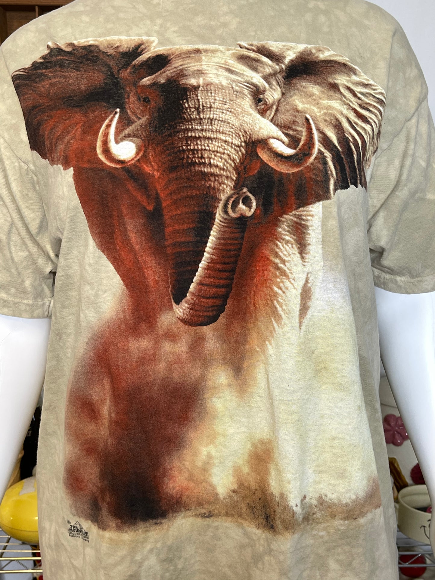 Vintage 2000s Safari Elephant Tie-Dye Oversized Graphic Tee Sz XL