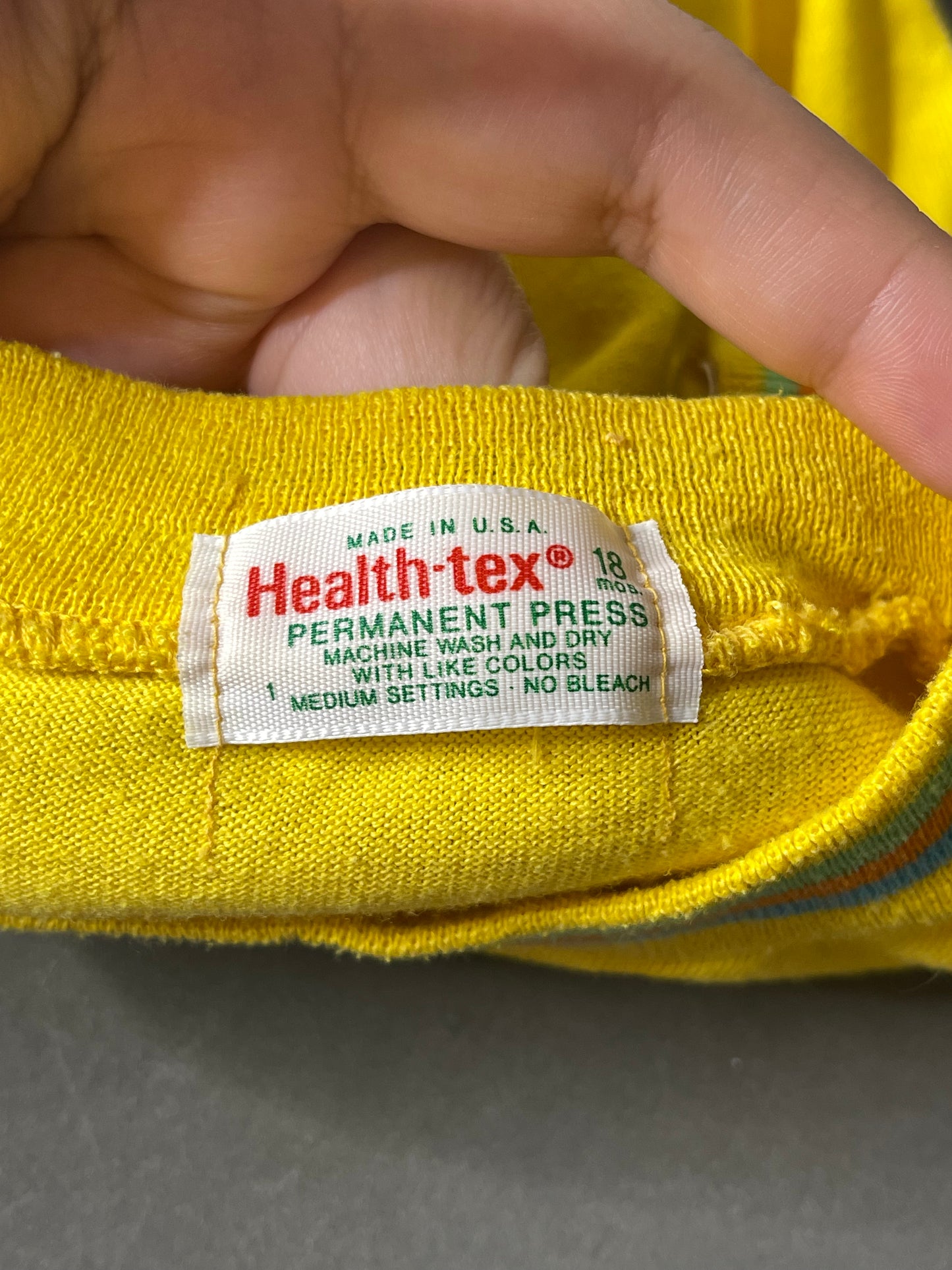 Vintage Yellow Striped Multi-Color Ringer Tee Sz 18M