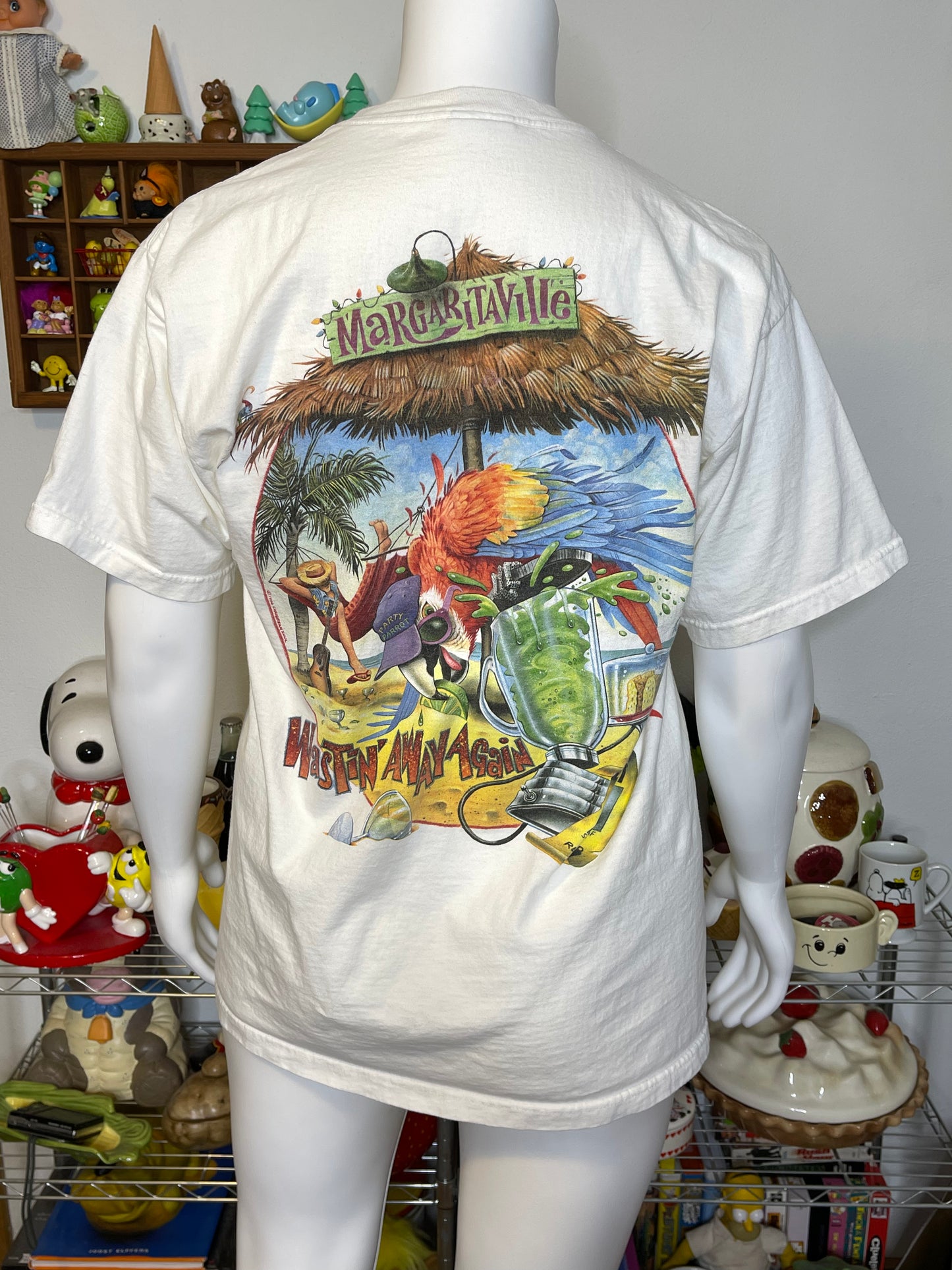 Vintage 90s Parrot Wastin' Away Again Graphic Tee Sz XL