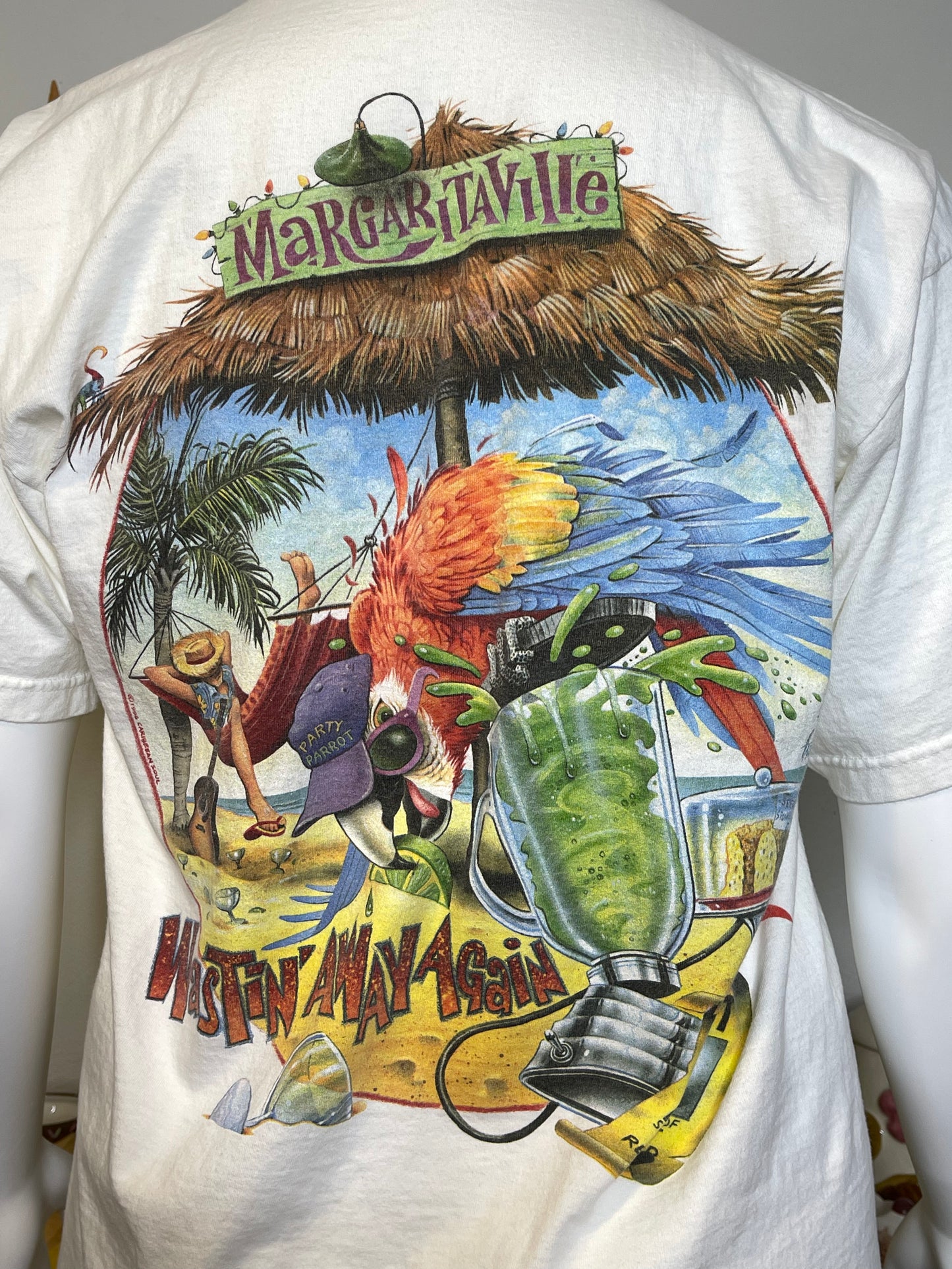 Vintage 90s Parrot Wastin' Away Again Graphic Tee Sz XL