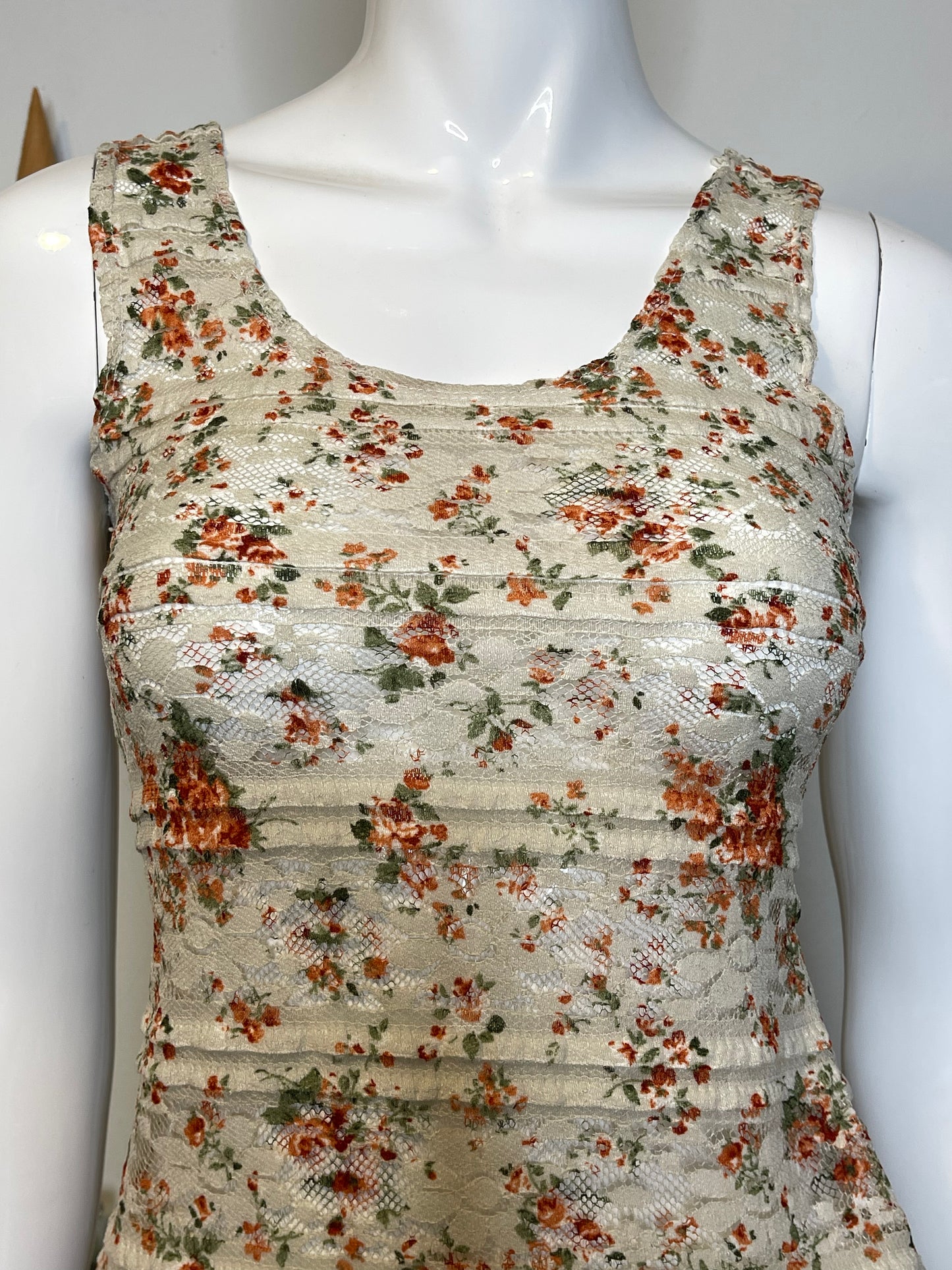 2000s dELiA*s Floral Lace Tank Top Sz XS