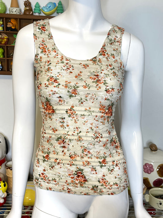 2000s dELiA*s Floral Lace Tank Top Sz XS