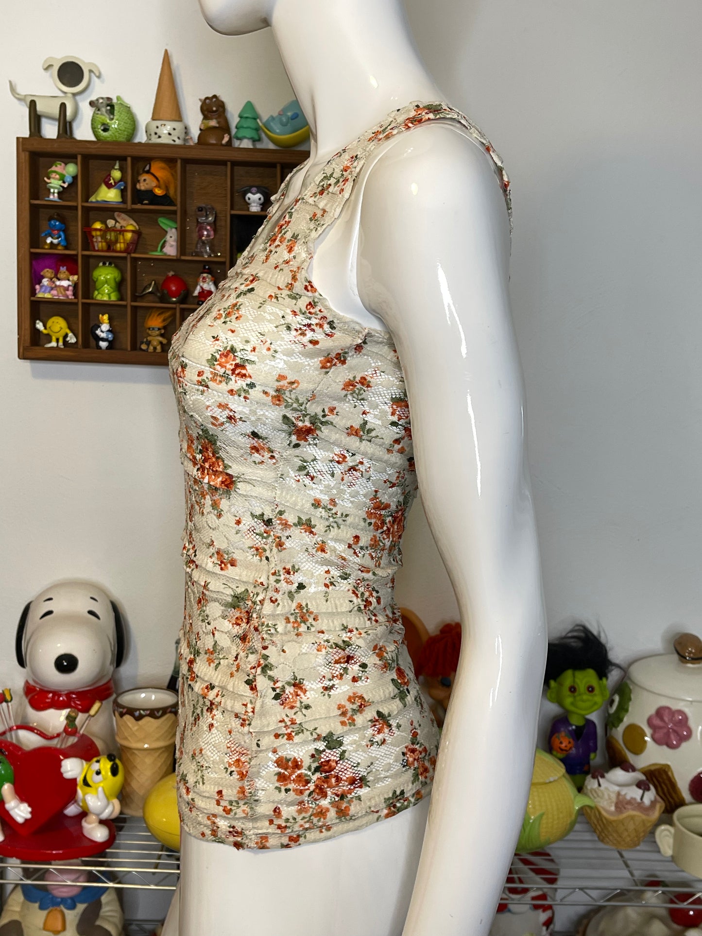 2000s dELiA*s Floral Lace Tank Top Sz XS