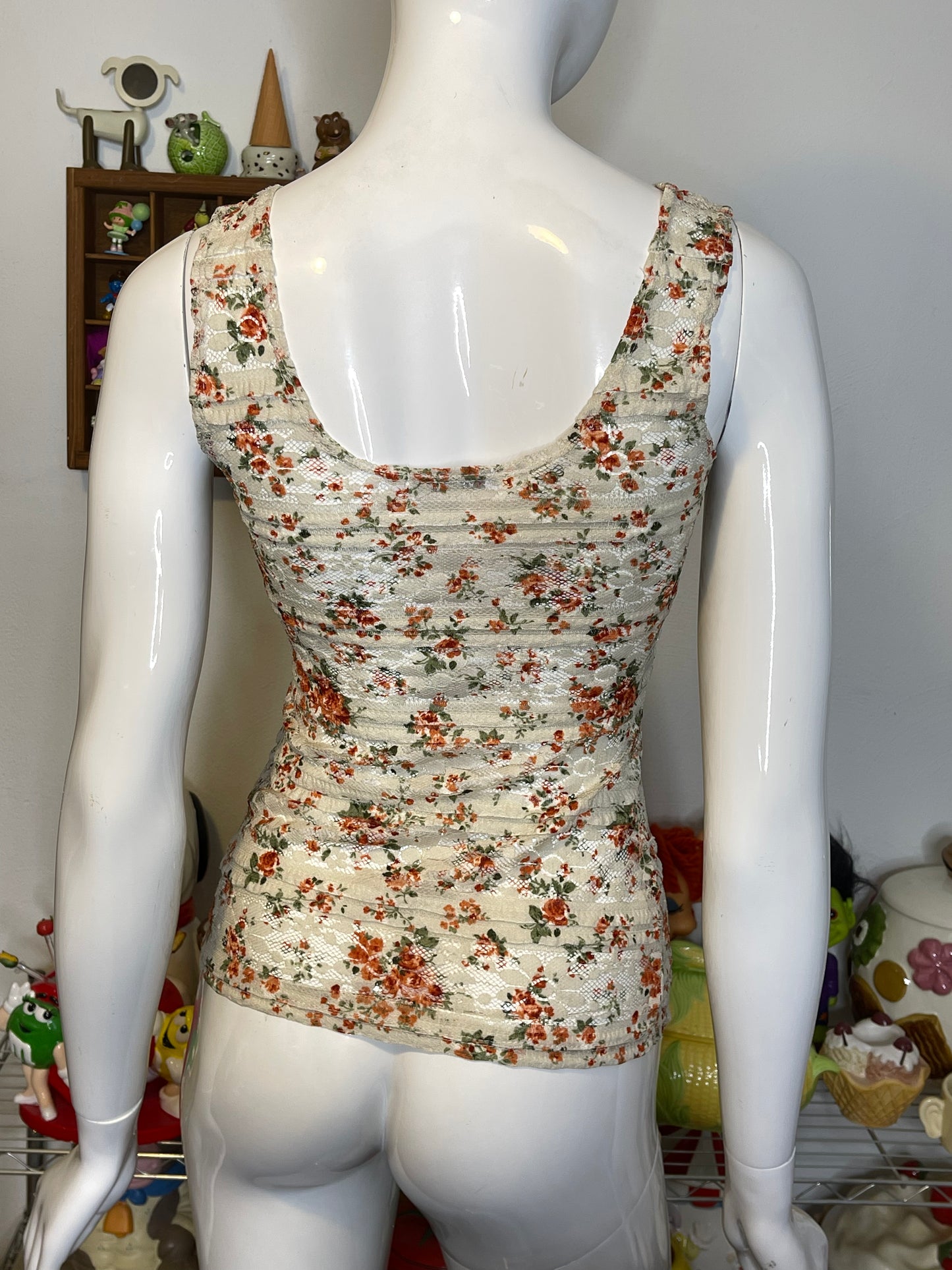 2000s dELiA*s Floral Lace Tank Top Sz XS