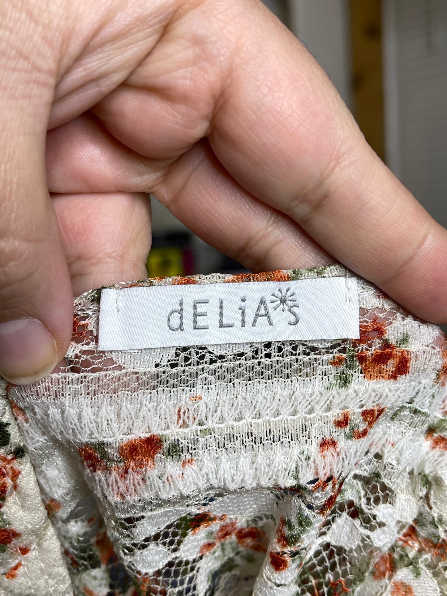 2000s dELiA*s Floral Lace Tank Top Sz XS