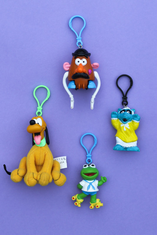 Vintage Upcycled Cartoon Toy Keychains