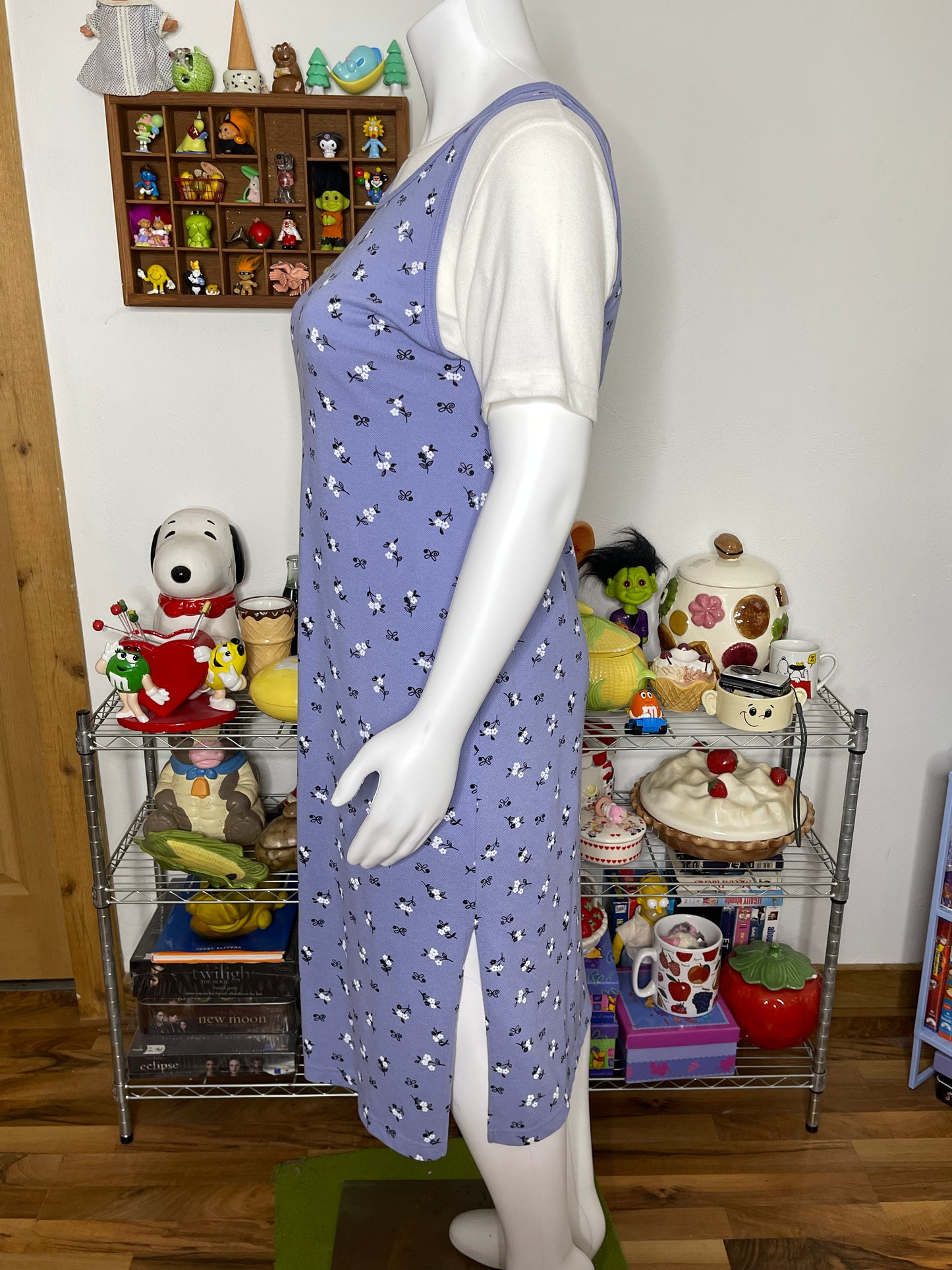 Vintage 90s Lilac Purple Flower Print 2pc Maxi Dress Sz L/XL P