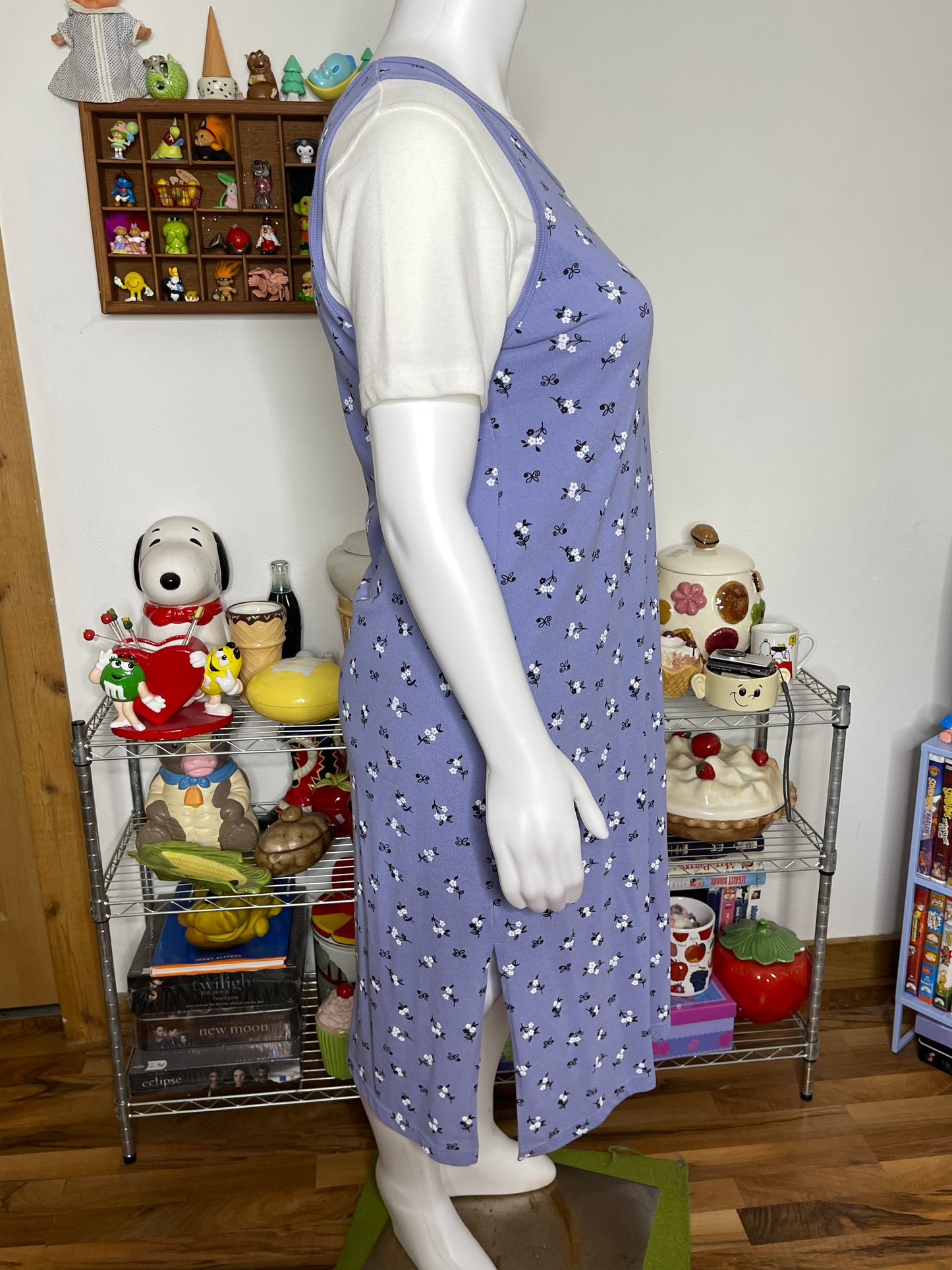 Vintage 90s Lilac Purple Flower Print 2pc Maxi Dress Sz L/XL P