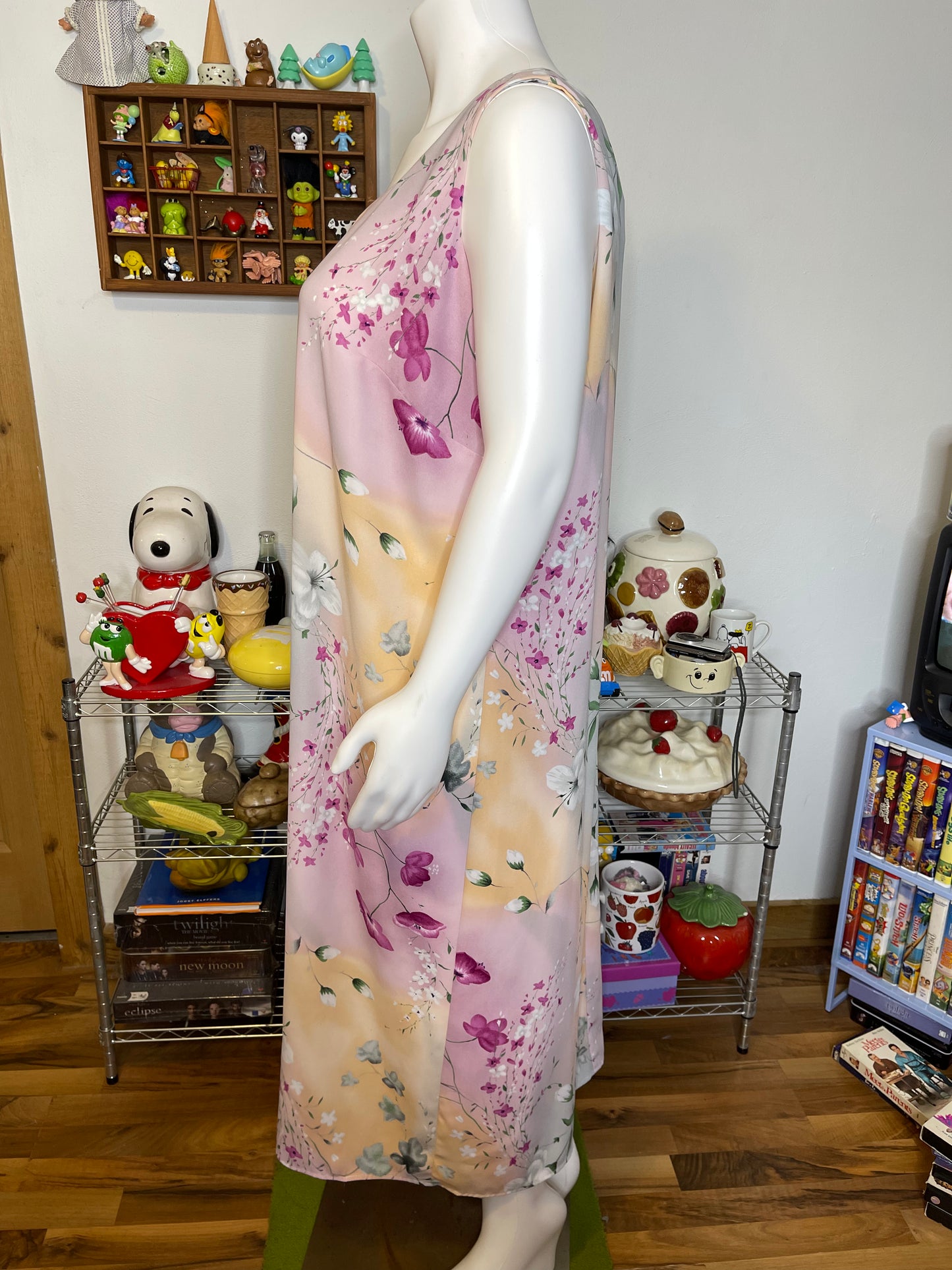 Vintage 90s Plus Size Ombre Watercolor Floral Maxi Dress Sz 22W/24W