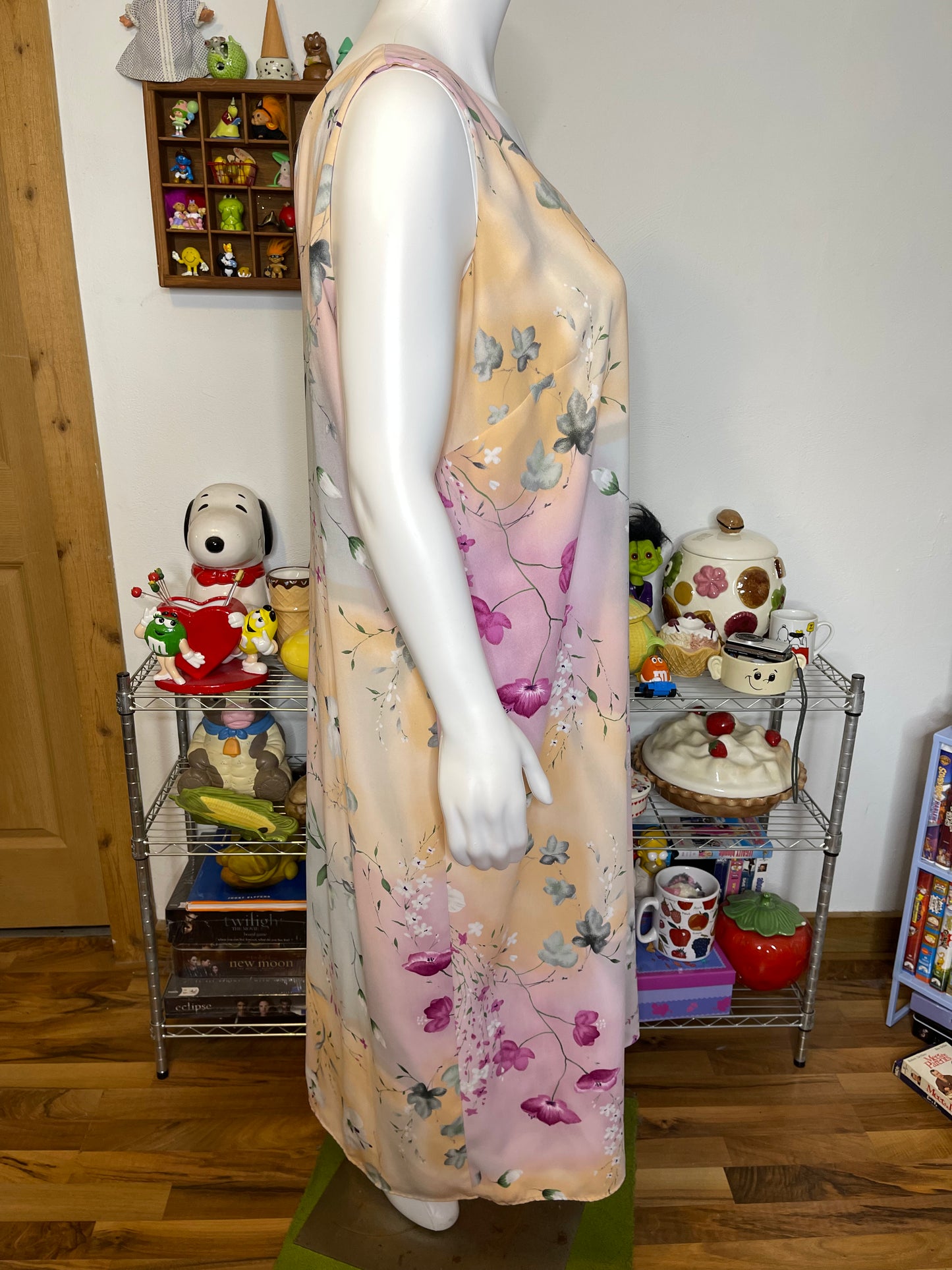 Vintage 90s Plus Size Ombre Watercolor Floral Maxi Dress Sz 22W/24W