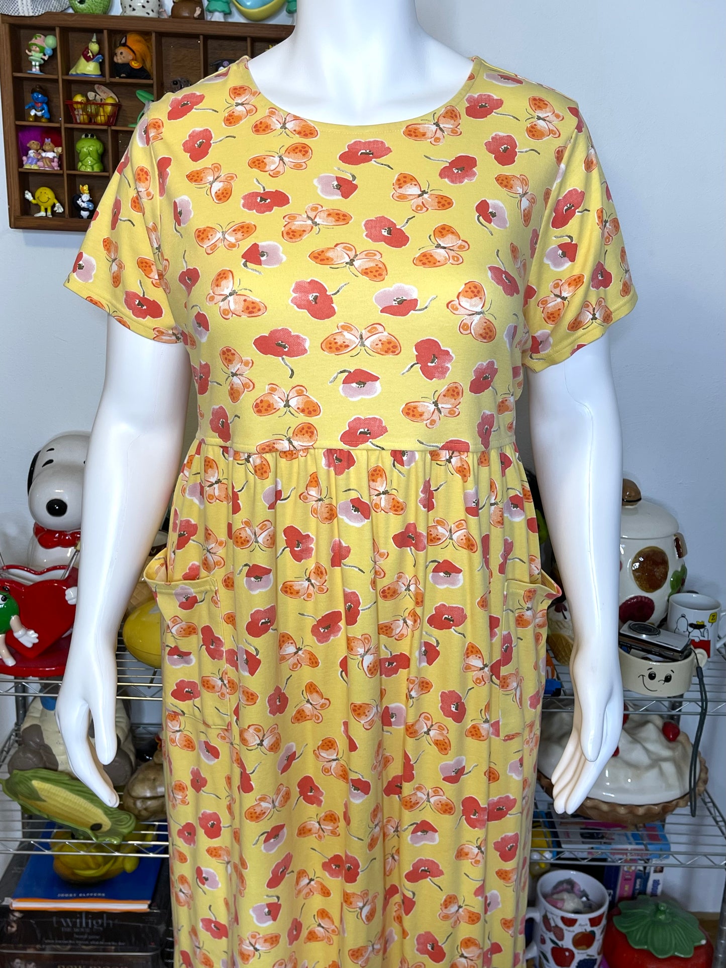 2000s Colorful Floral Butterfly Print Maxi Dress Sz 18W/20W