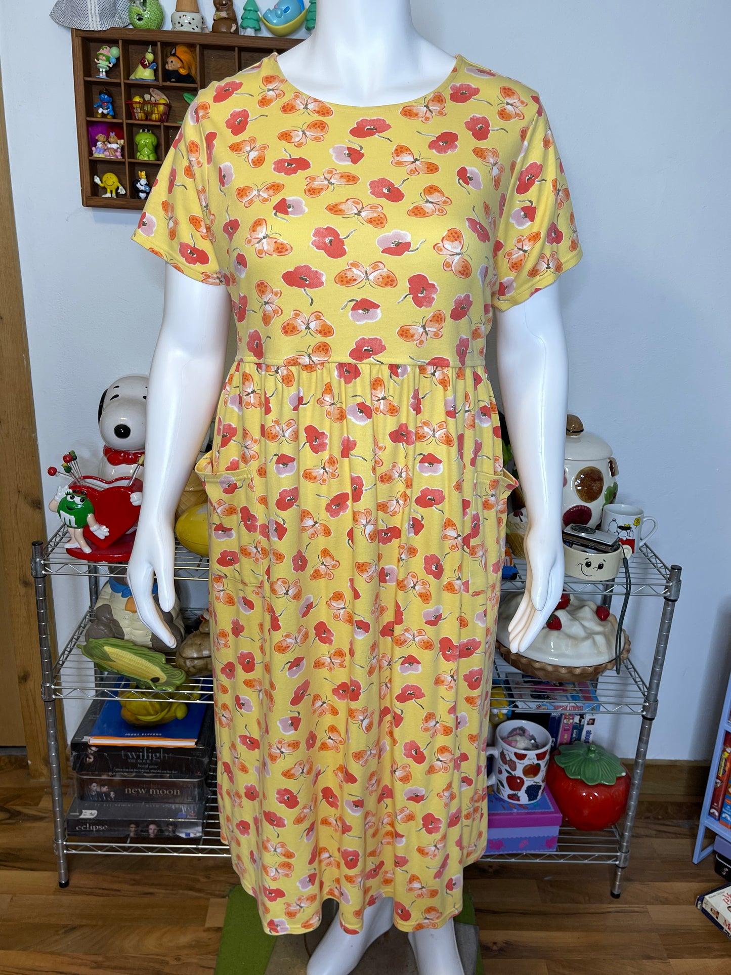 2000s Colorful Floral Butterfly Print Maxi Dress Sz 18W/20W