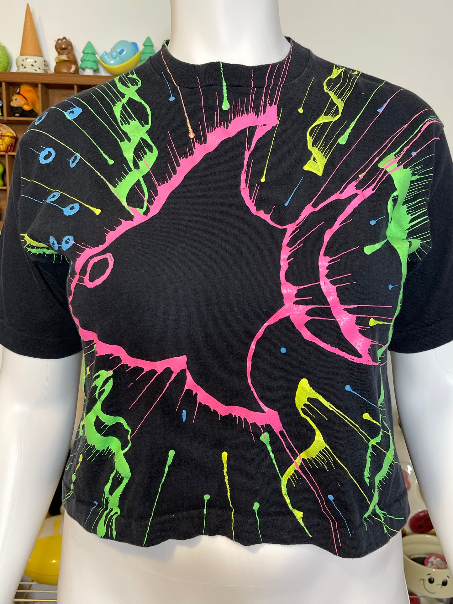 Vintage 80s Neon Fish Boxy Style Graphic Tee Sz OS (S-L)