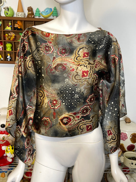 2000s Whimsy Off The Shoulder Wide Sleeve Blouse Sz S