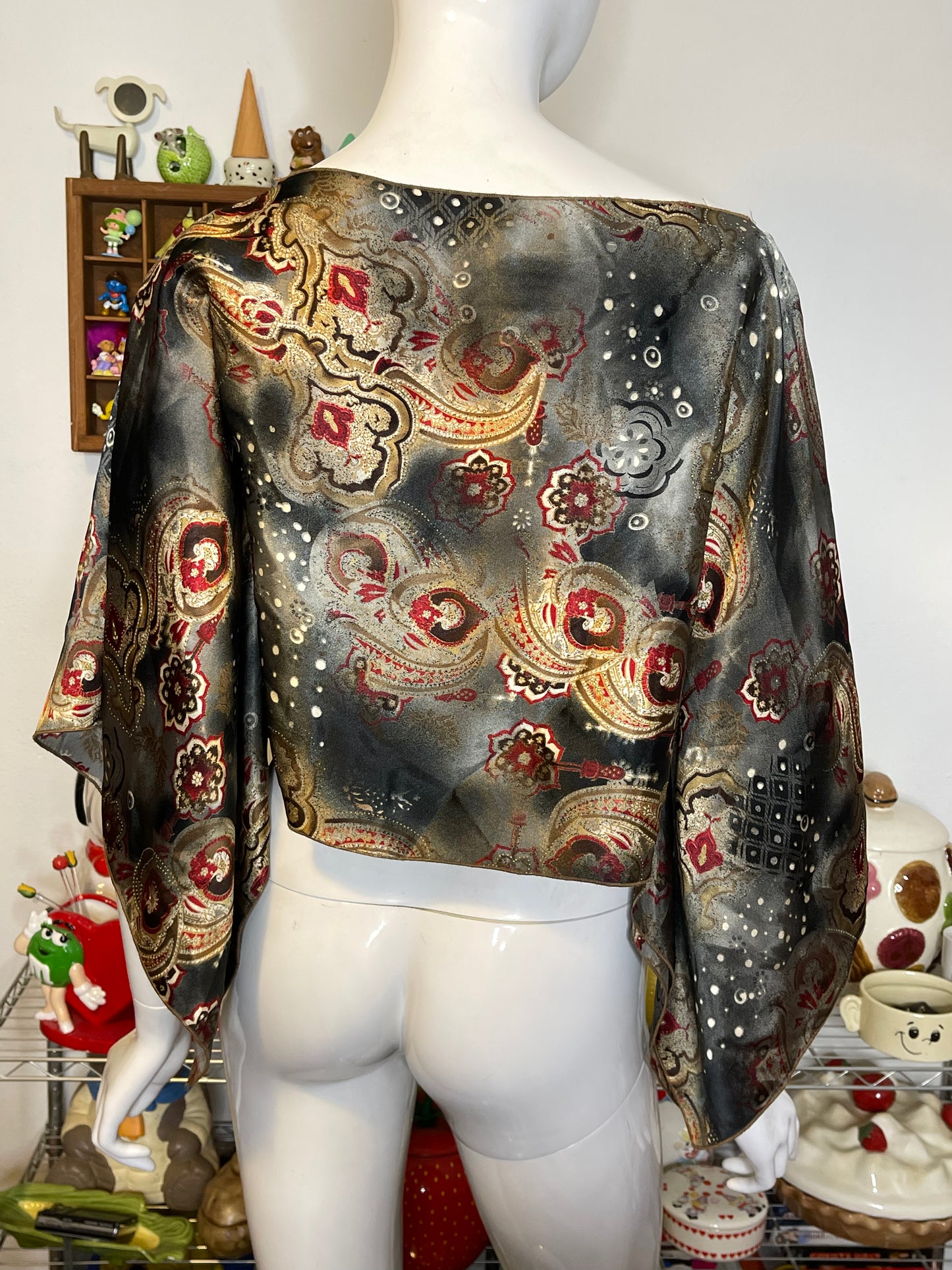 2000s Whimsy Off The Shoulder Wide Sleeve Blouse Sz S