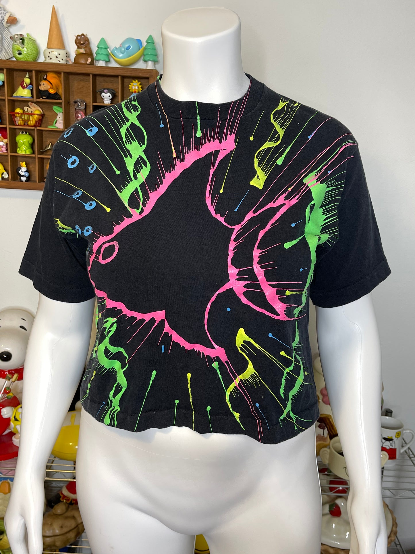 Vintage 80s Neon Fish Boxy Style Graphic Tee Sz OS (S-L)
