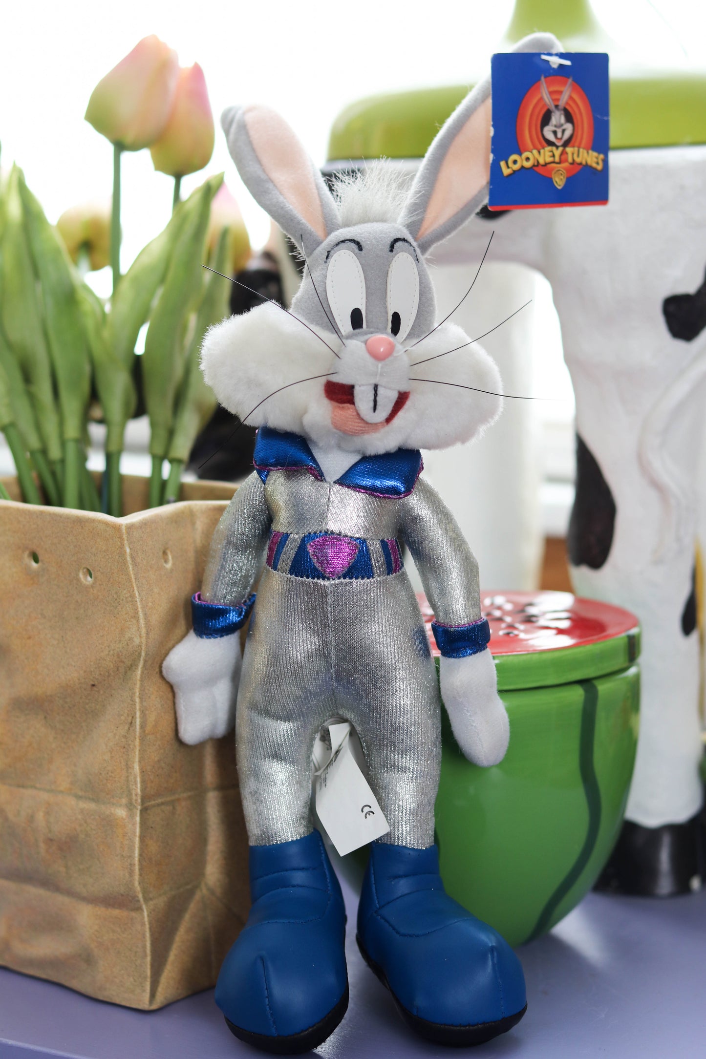 Vintage 90s Bugs Bunny Silver Space Suit Deadstock Plush
