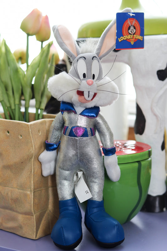 Vintage 90s Bugs Bunny Silver Space Suit Deadstock Plush