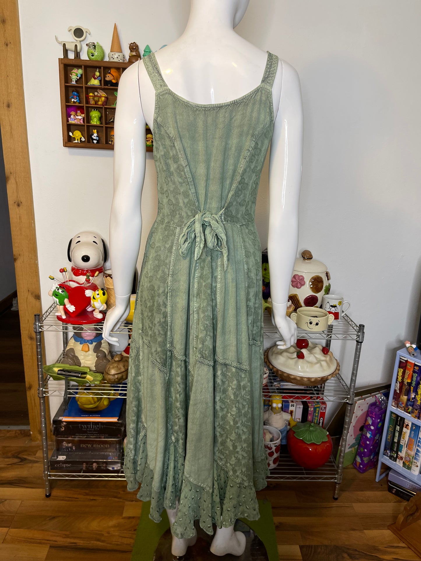 Green Boho Fairy Flowy Style Maxi Dress Sz M