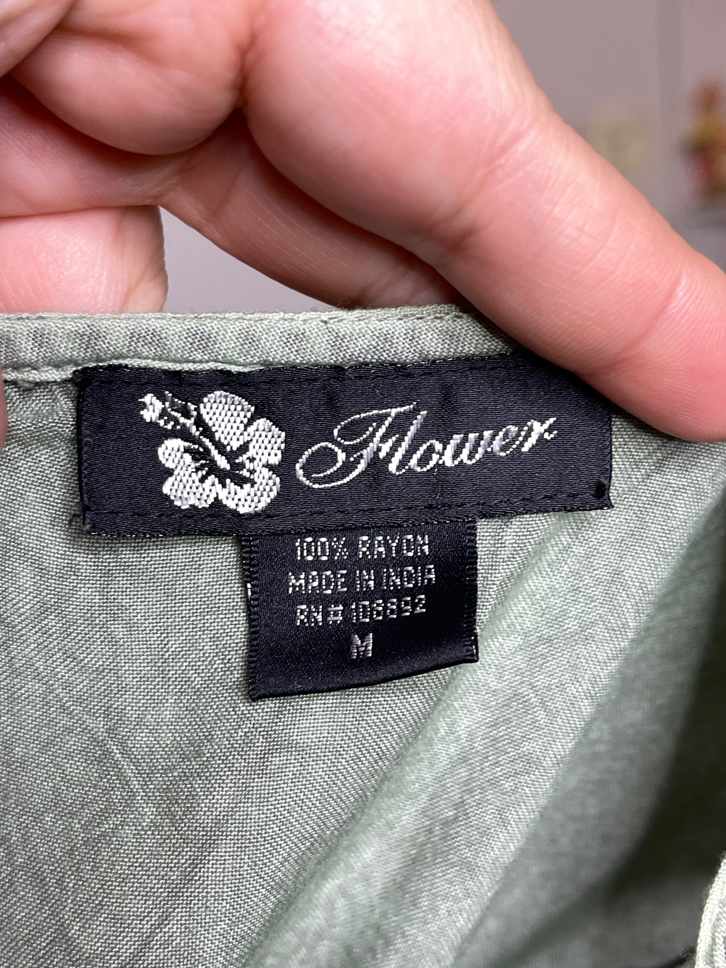 Green Boho Fairy Flowy Style Maxi Dress Sz M