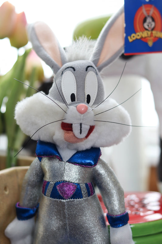 Vintage 90s Bugs Bunny Silver Space Suit Deadstock Plush