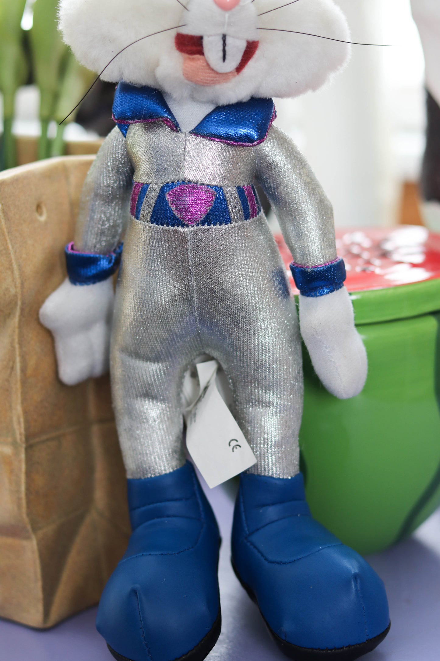 Vintage 90s Bugs Bunny Silver Space Suit Deadstock Plush