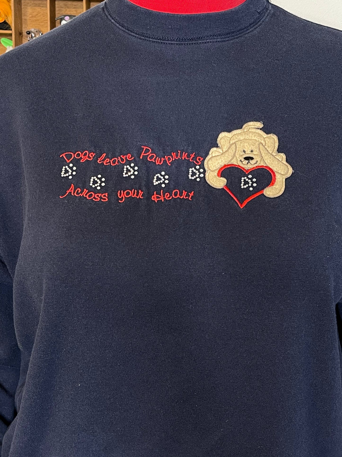 Vintage "My dog leaves paw prints all over me" Crewneck Sweater Sz XL