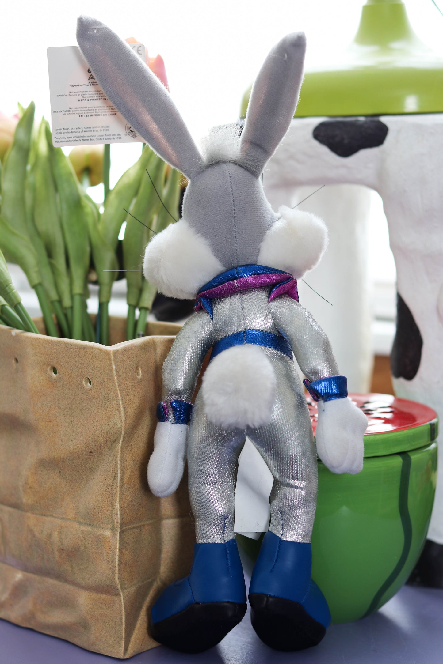 Vintage 90s Bugs Bunny Silver Space Suit Deadstock Plush