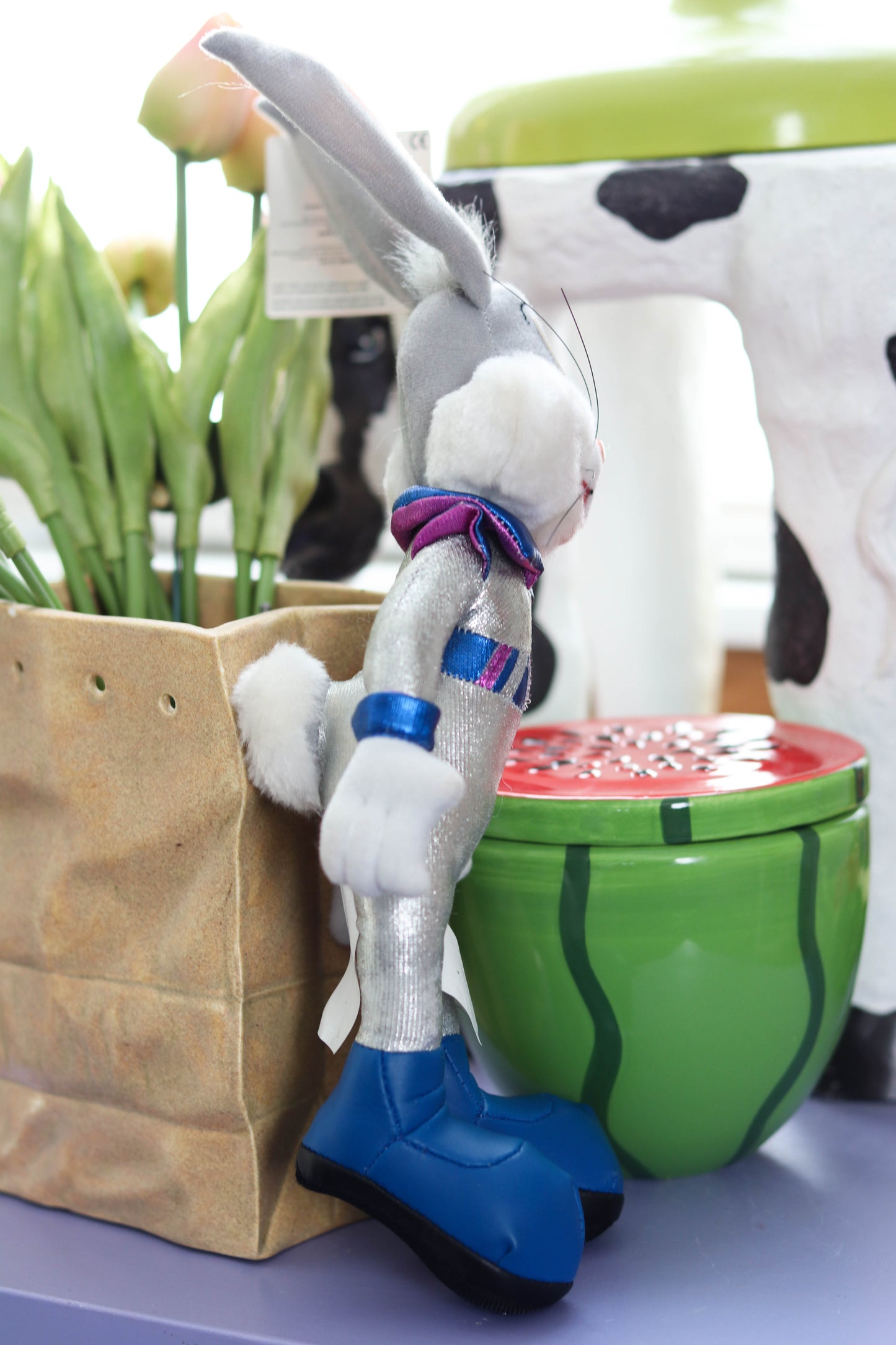Vintage 90s Bugs Bunny Silver Space Suit Deadstock Plush