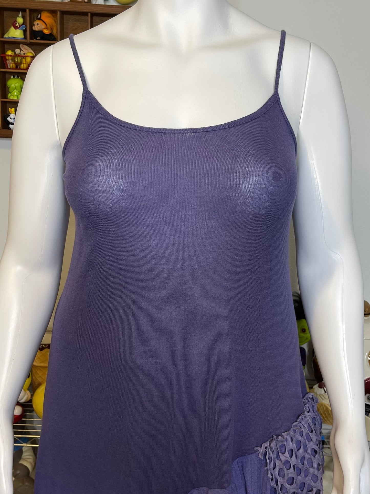 Purple Sheer Bohemian Fairy Patchwork Midi Dress Sz L/XL