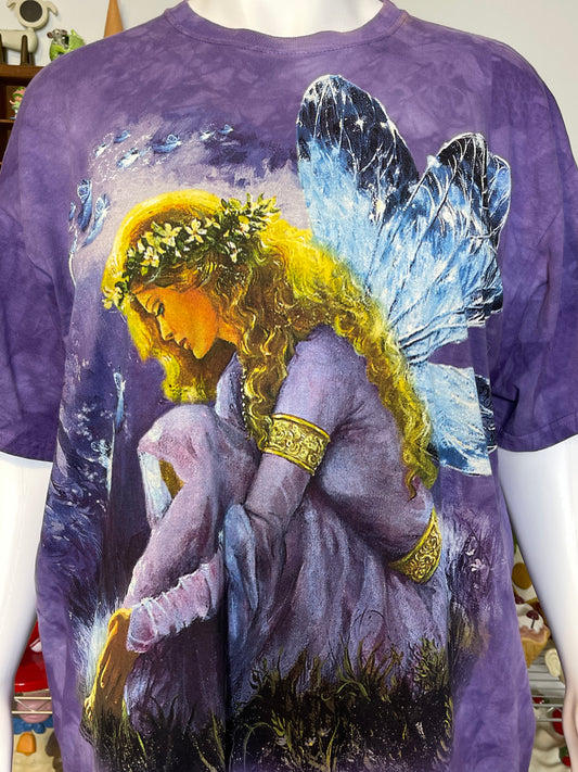 Vintage 2000s St. Clair Garden Of Dreams Purple Fairy Graphic Tee Sz XL