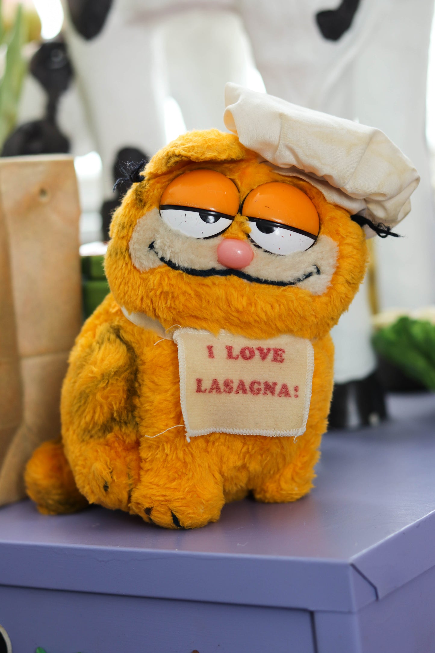 Vintage 80s Chef I Love Lasagna Garfield Plush