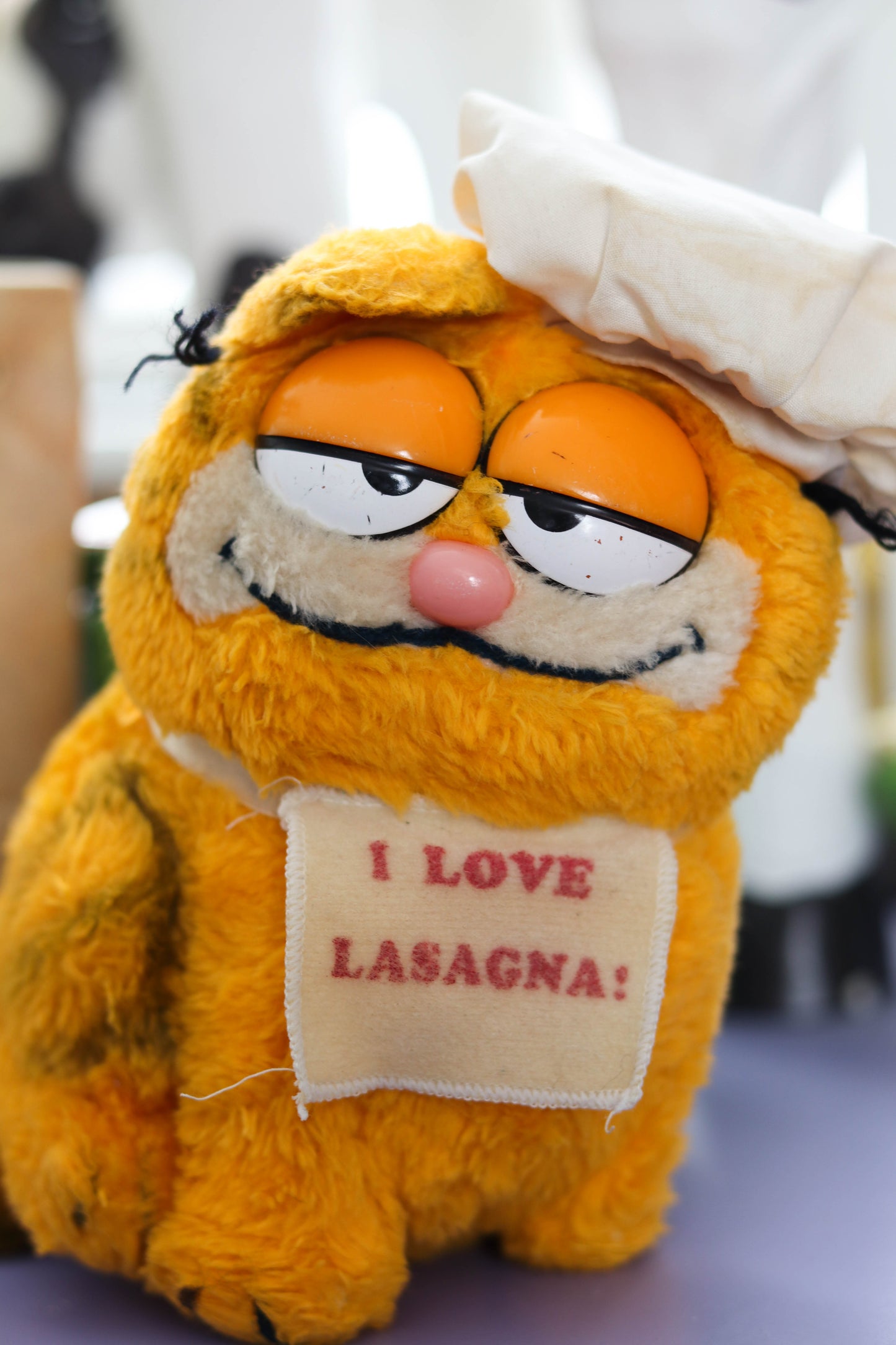 Vintage 80s Chef I Love Lasagna Garfield Plush