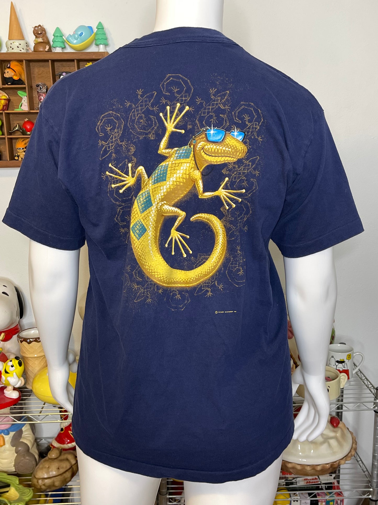 Vintage 90s Palm Canyon Gecko Navy Blue Graphic Tee Sz XL