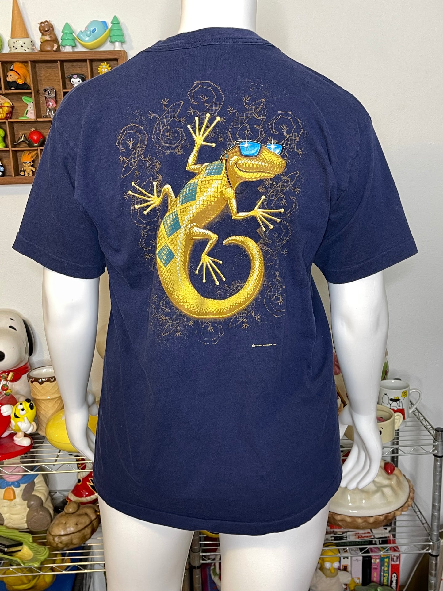 Vintage 90s Palm Canyon Gecko Navy Blue Graphic Tee Sz XL