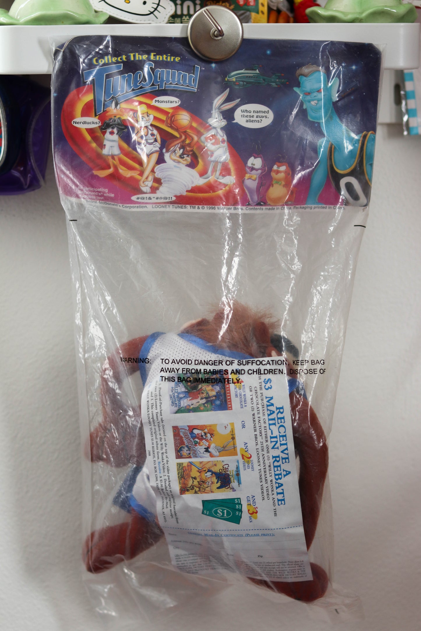 Vintage 90s Space Jam Taz Deadstock Plush