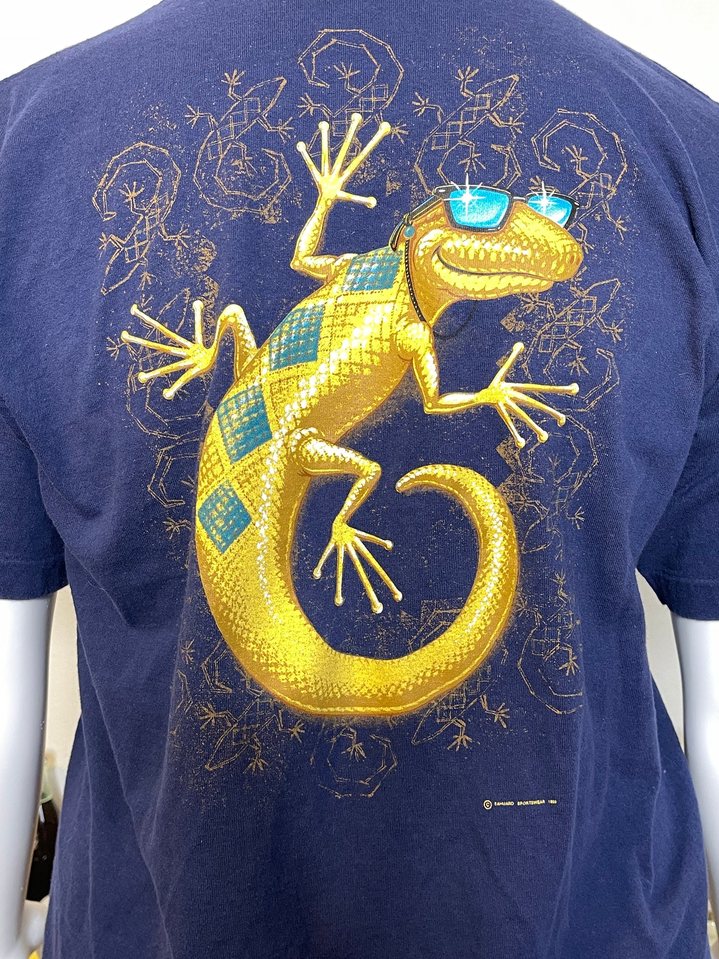 Vintage 90s Palm Canyon Gecko Navy Blue Graphic Tee Sz XL