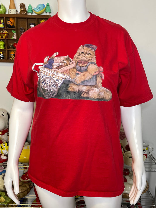Vintage 90s Fancy Orange Cat Graphic Tee Sz XL