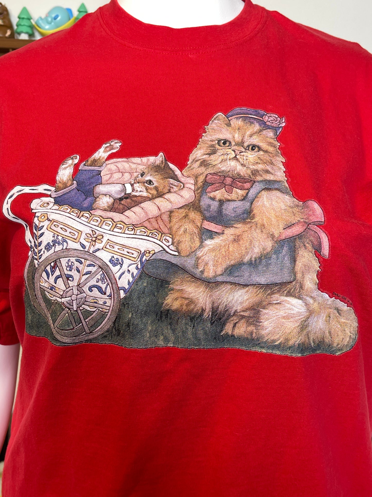Vintage 90s Fancy Orange Cat Graphic Tee Sz XL