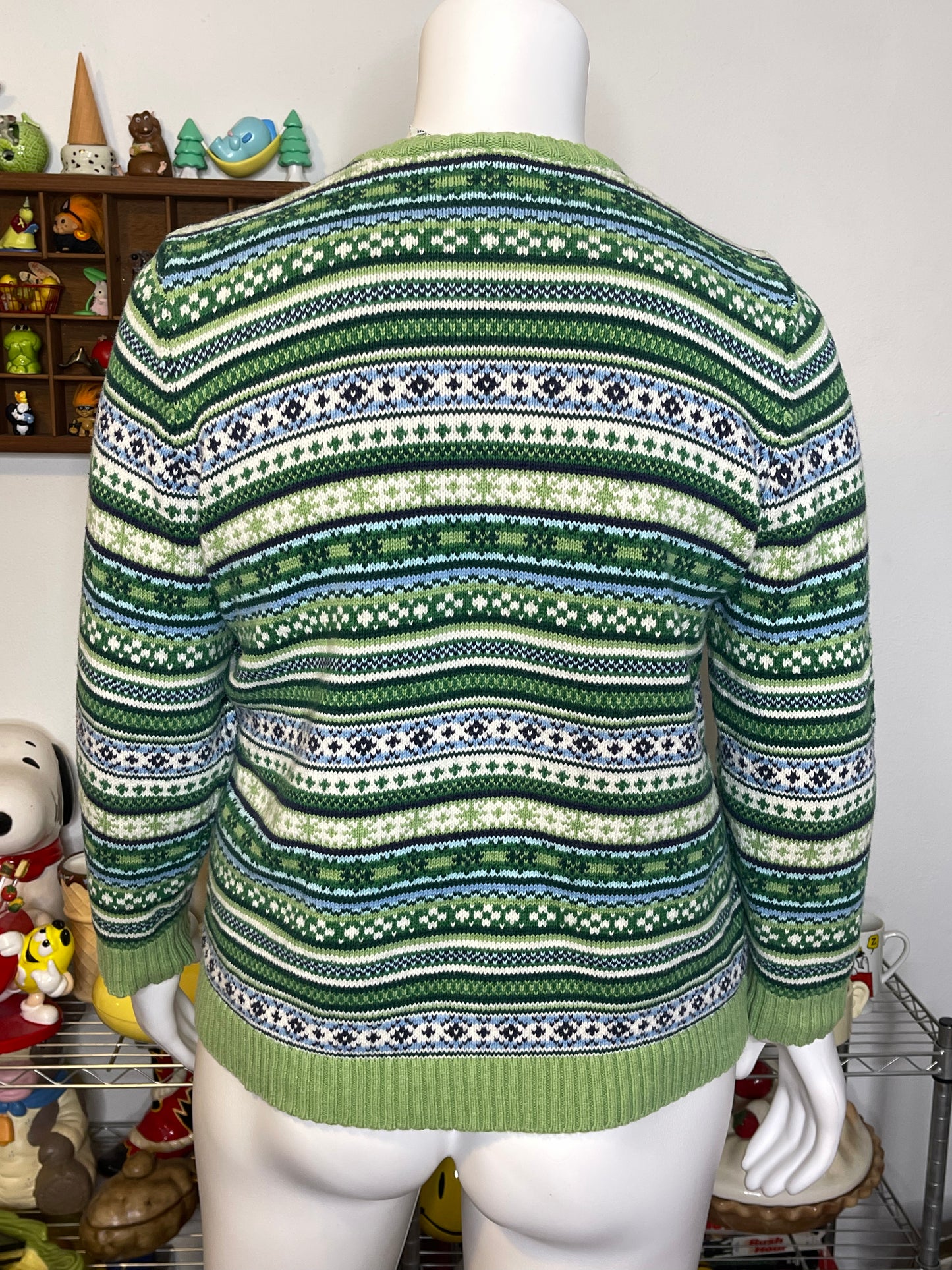 Vintage Green Knit Button Down Cardigan Sweater Sz 1X