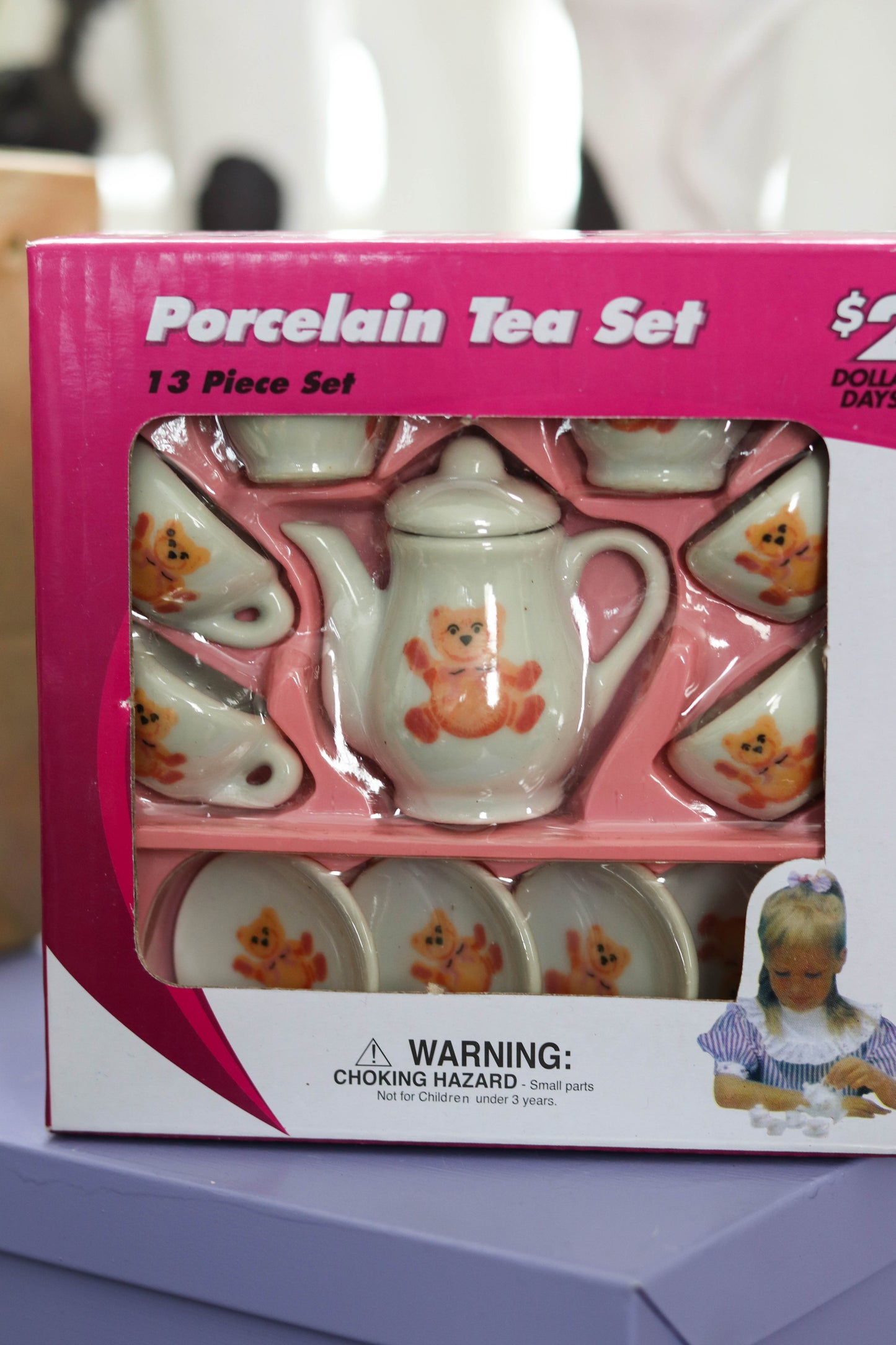 2000s Children's Teddy Bear Tiny Porcelain 13pc Tea Set