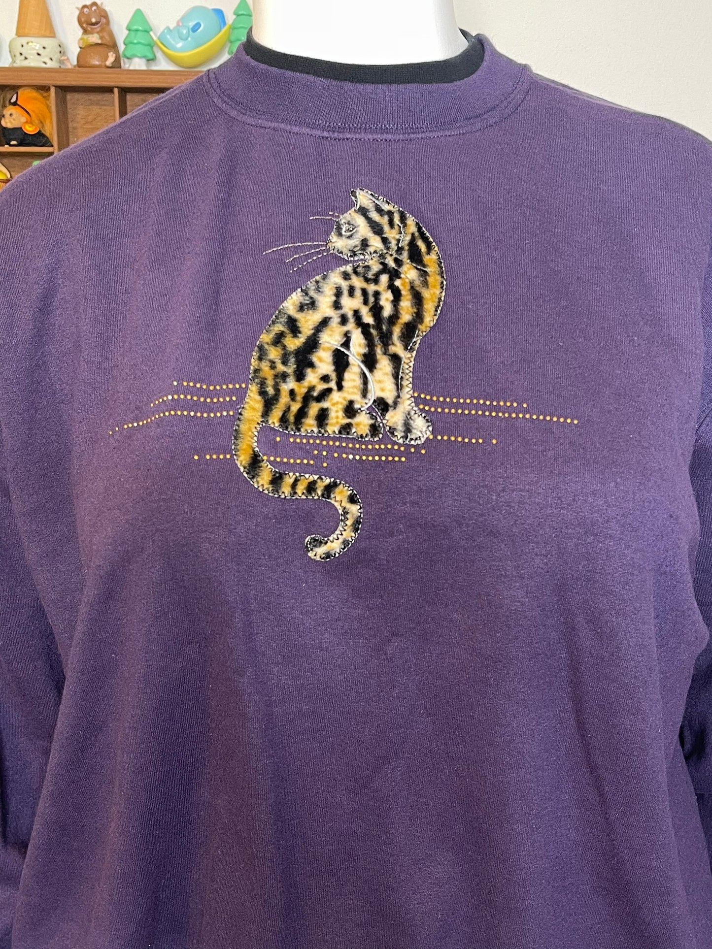 Vintage 2000s Fuzzy Animal Print Fuzzy Cat Crewneck Sweater Sz 2XL